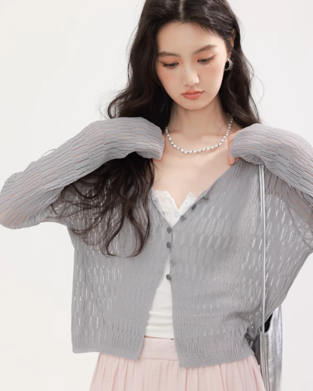 V-neck summer knit cardigan CHS0004
