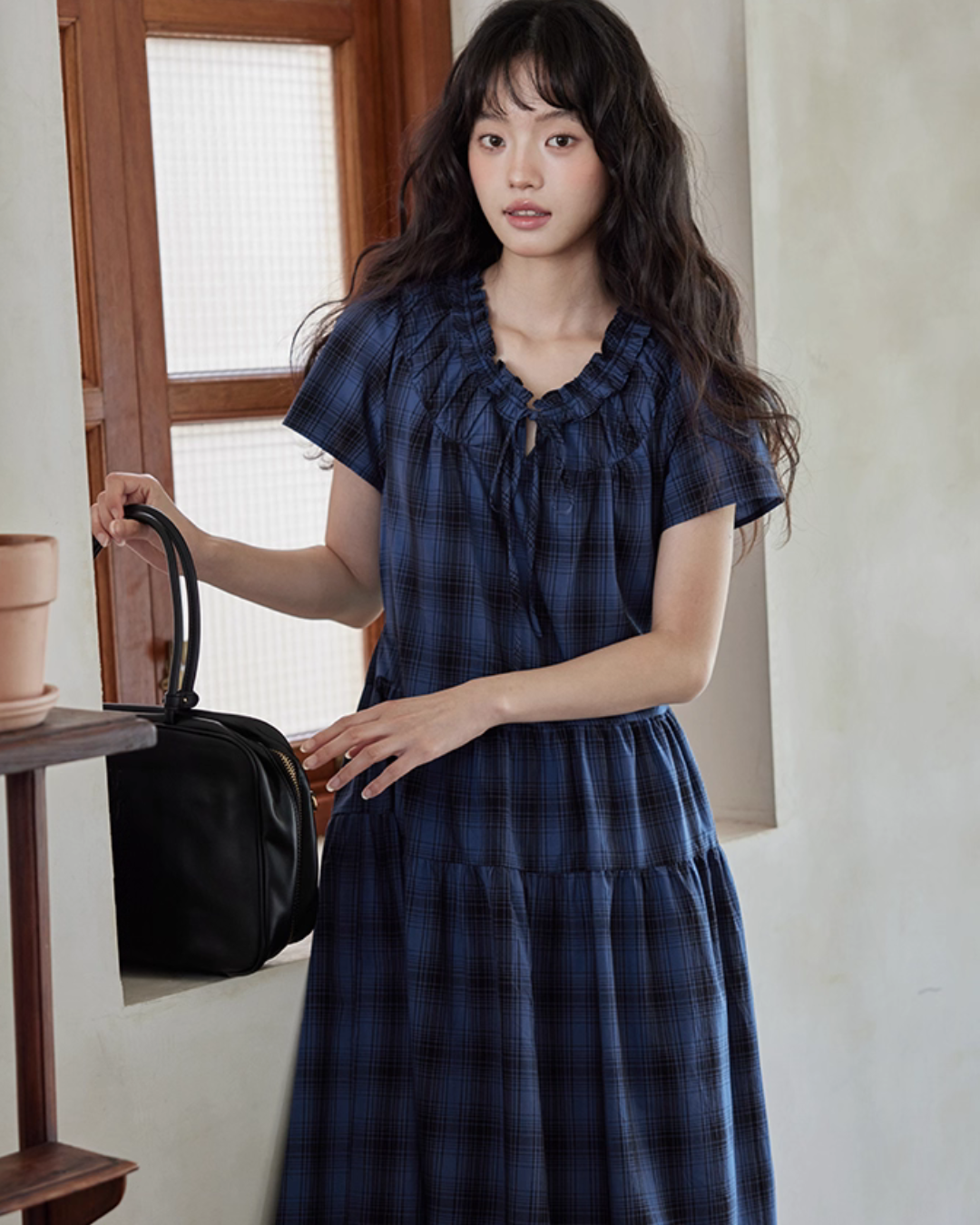 Checkered Long Flare Dress SMS0024
