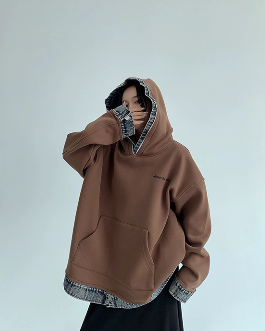 Layered-Style Sweatshirt Hoodie YLS0954