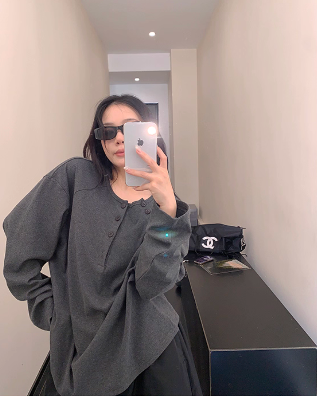 Half Button Loose Top YLS0985