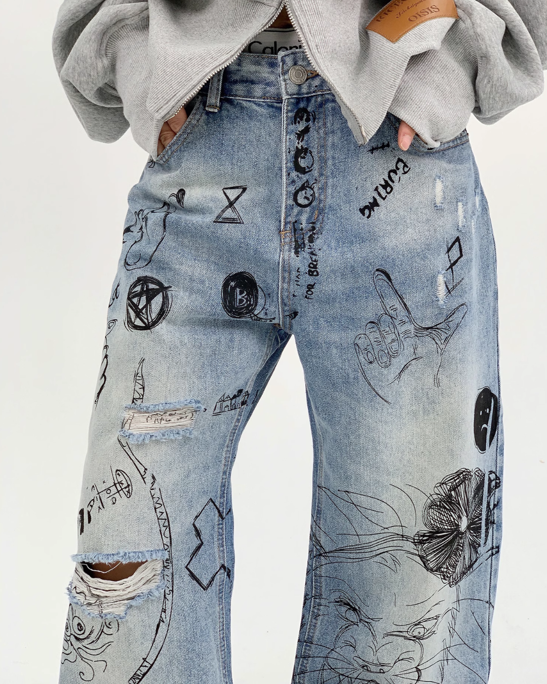 Graffiti Design Denim Pants YLS0521
