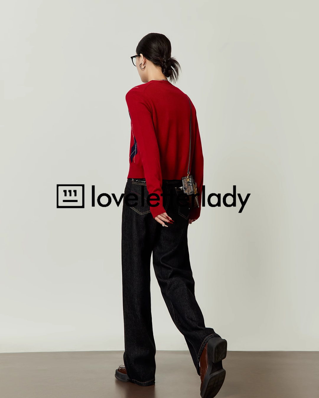Argyle Pattern Slim Knit Top / Knit Cardigan LLA0416