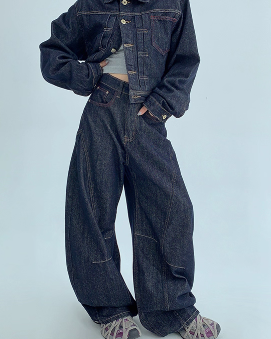 Dark Blue Wide Denim Pants YLS0904
