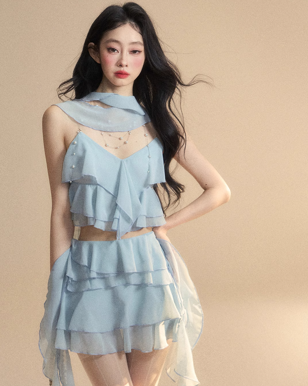 Chiffon Ruffle Tops / Chiffon Skirts LAS0019