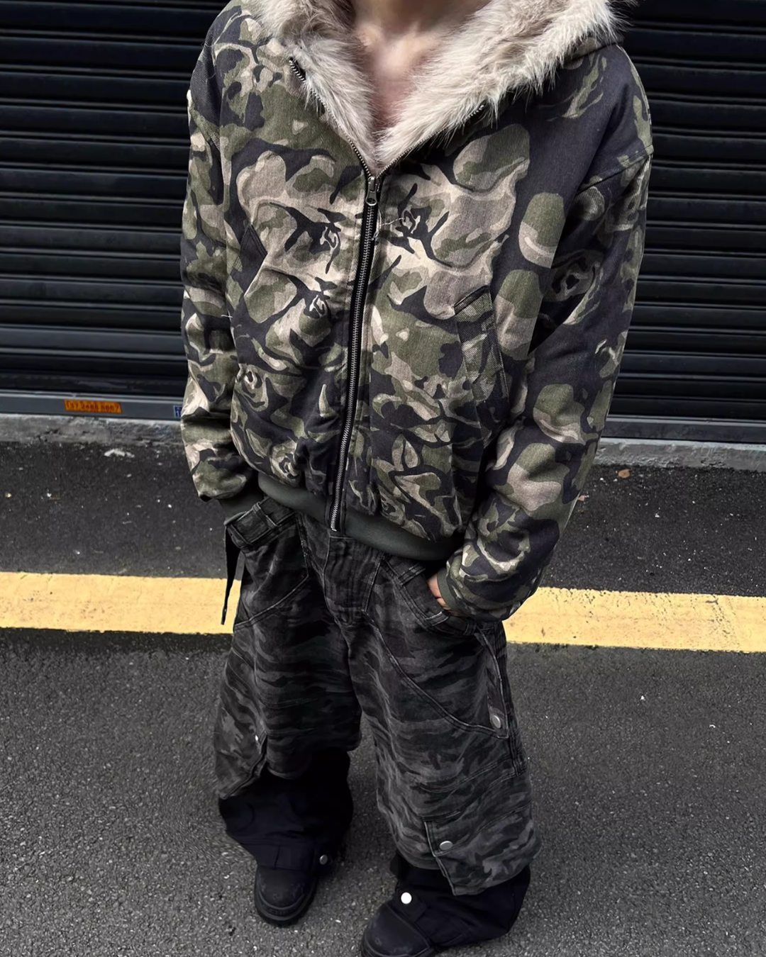 Camouflage Spliced Hoodie Jacket FLG0007