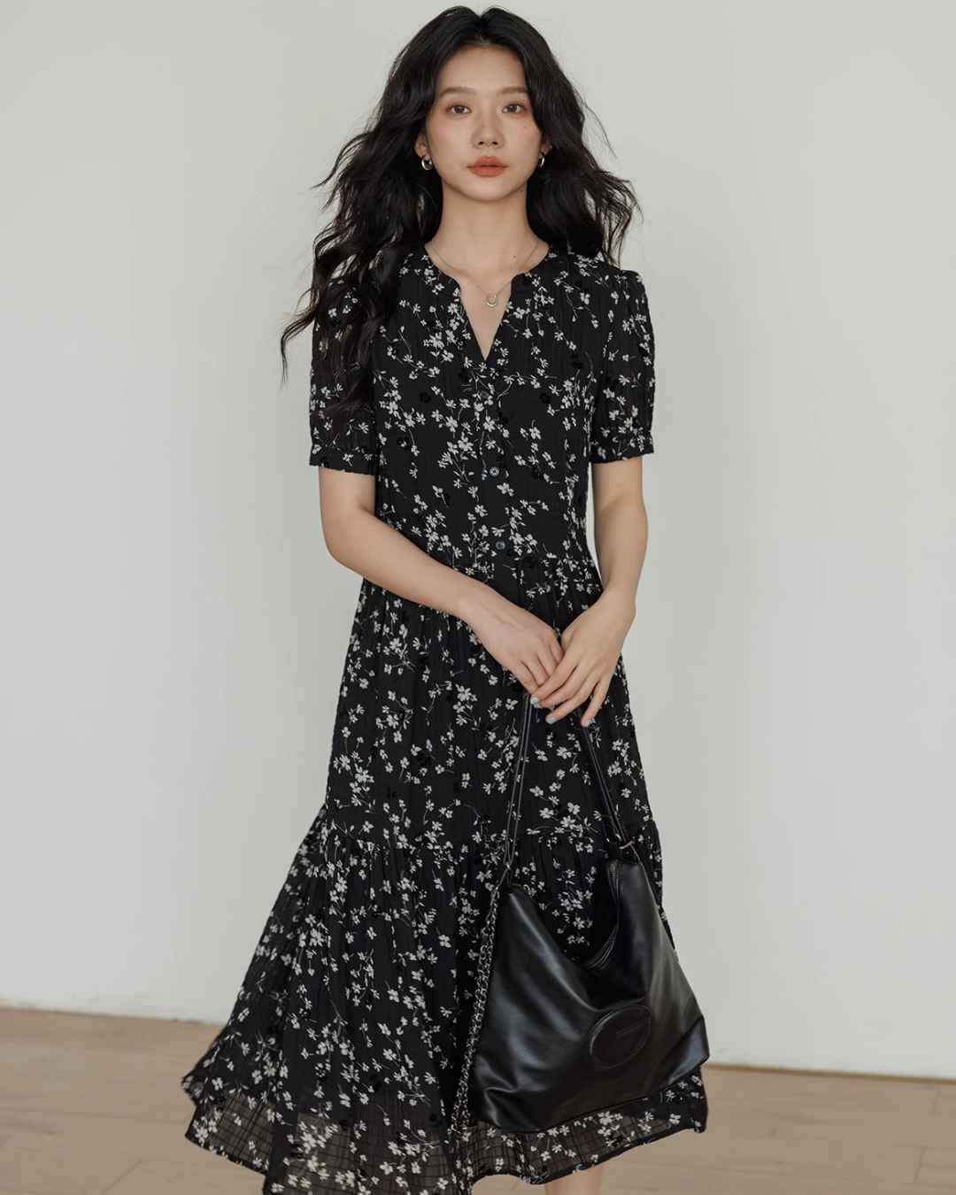 V-Neck Small Floral Dress VAS0078