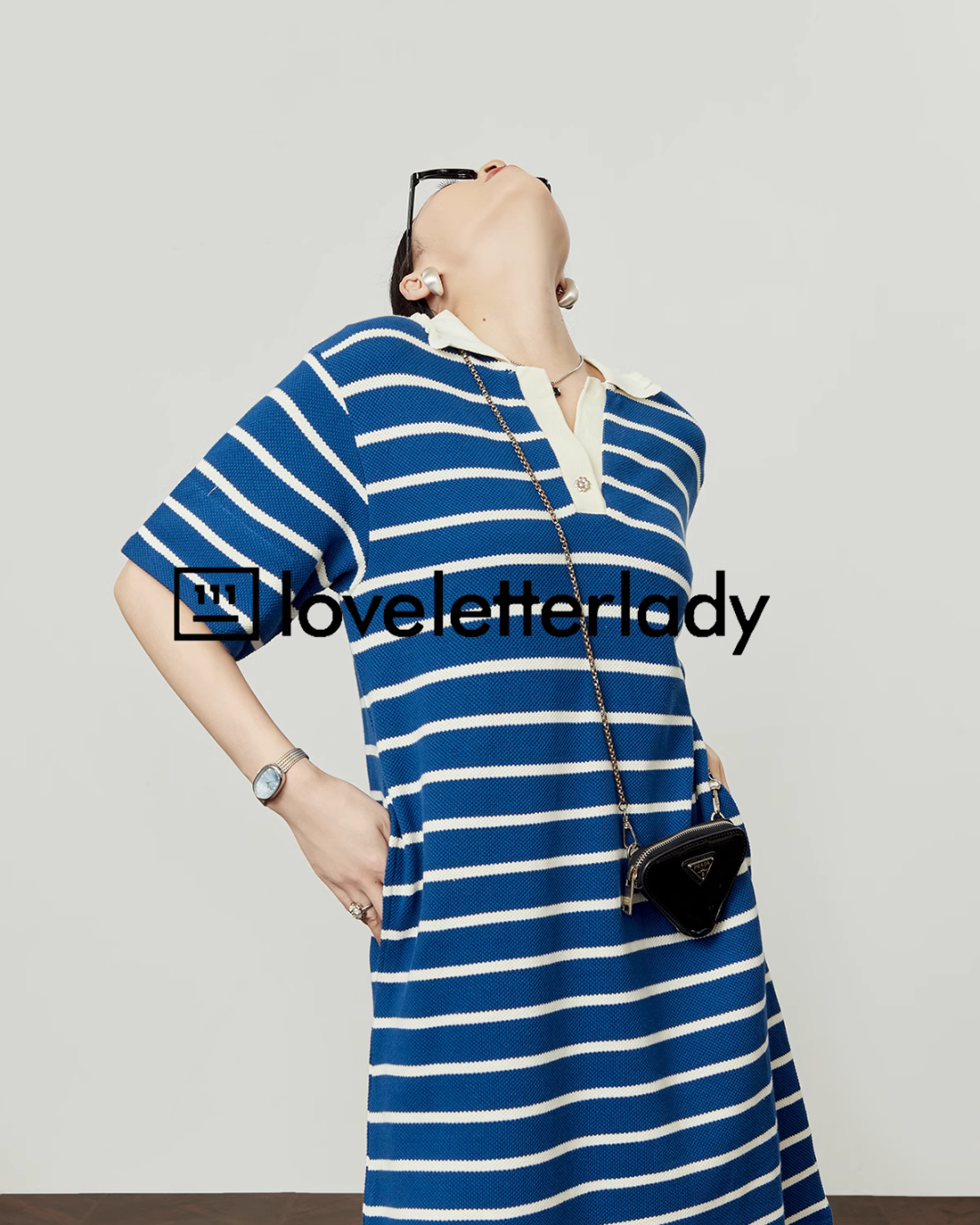 Border Short Sleeve Knit Dress LLA0440