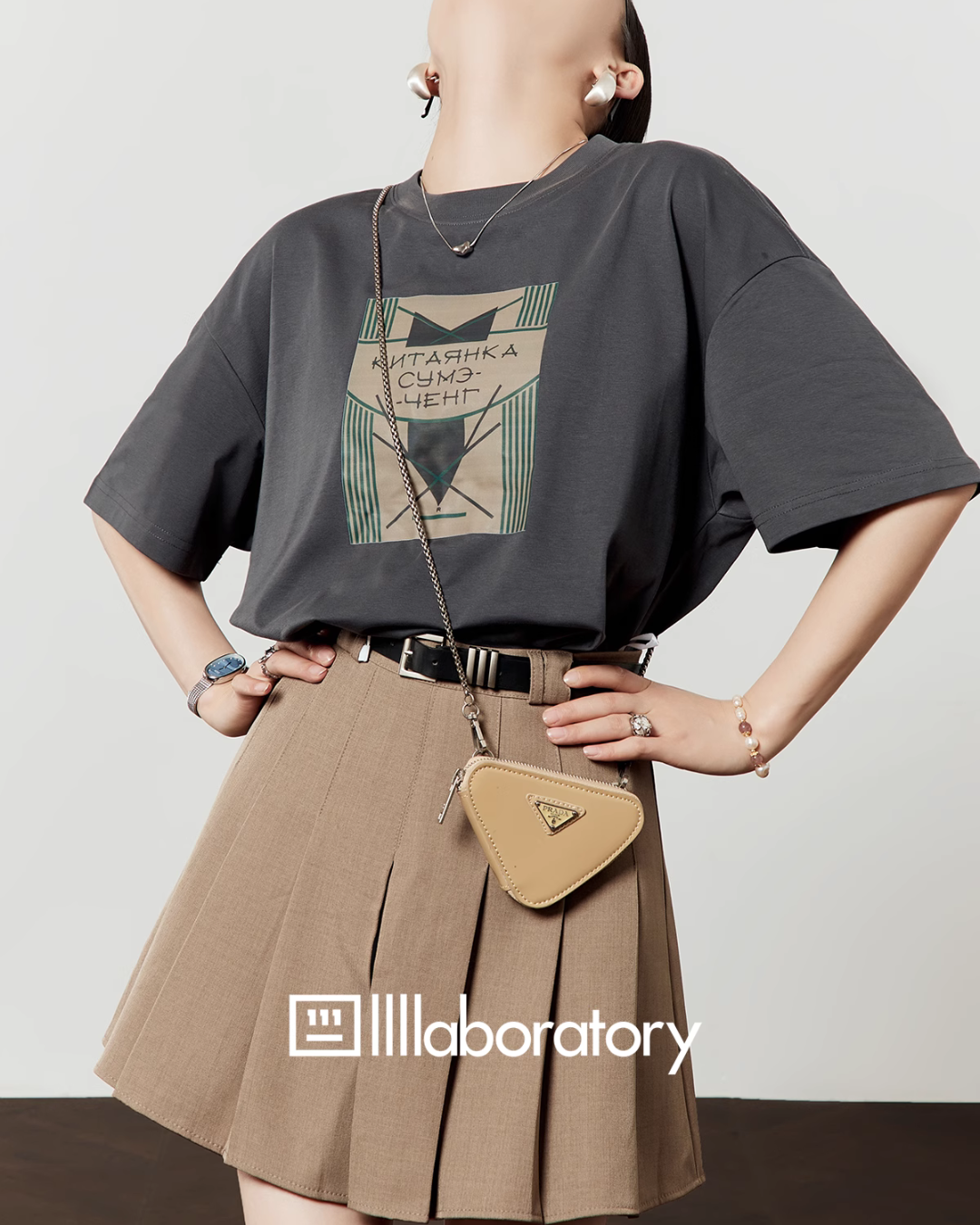 Dark Gray Print T-Shirt LLA0448