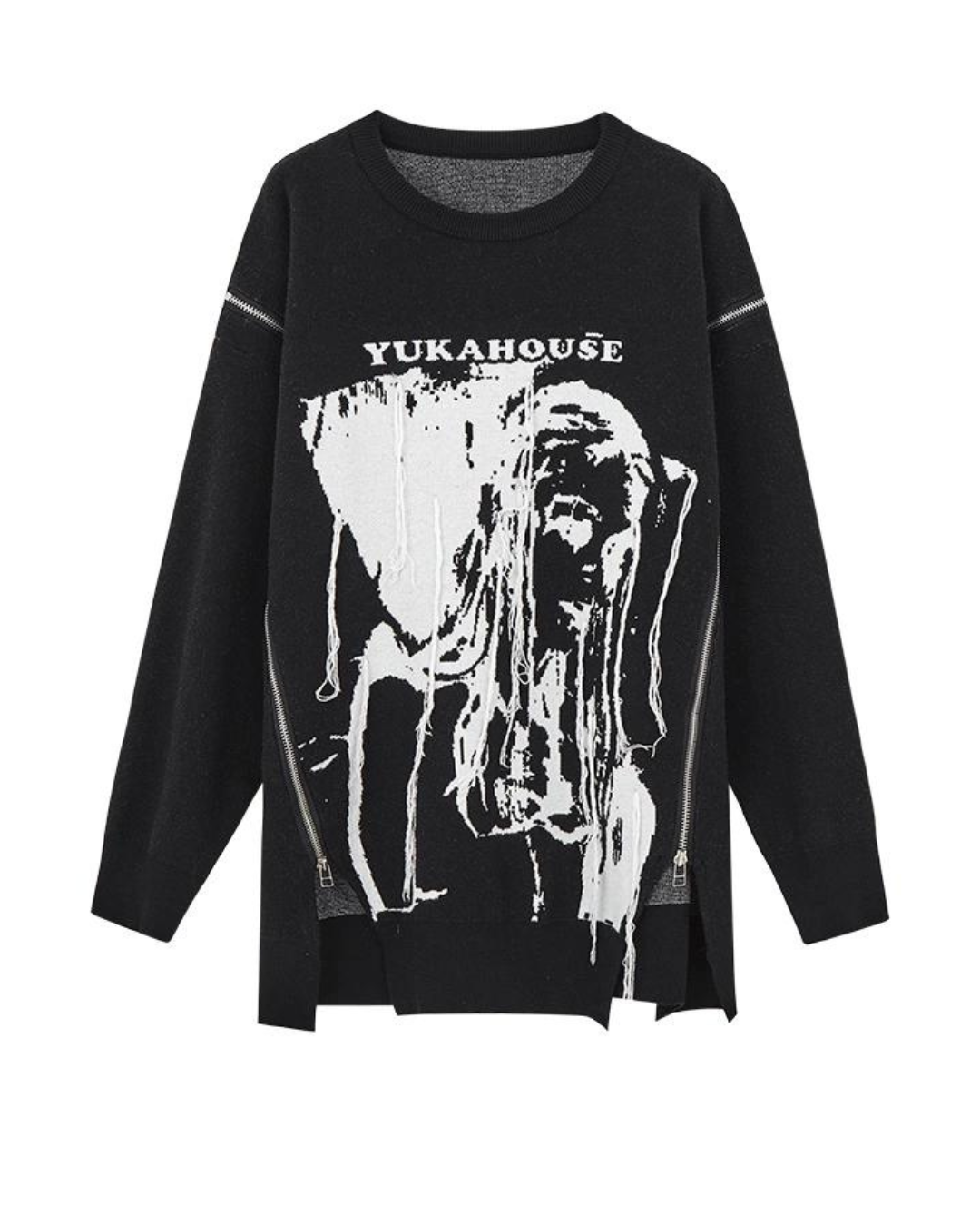 Vintage Black Knit Sweater YKH0011