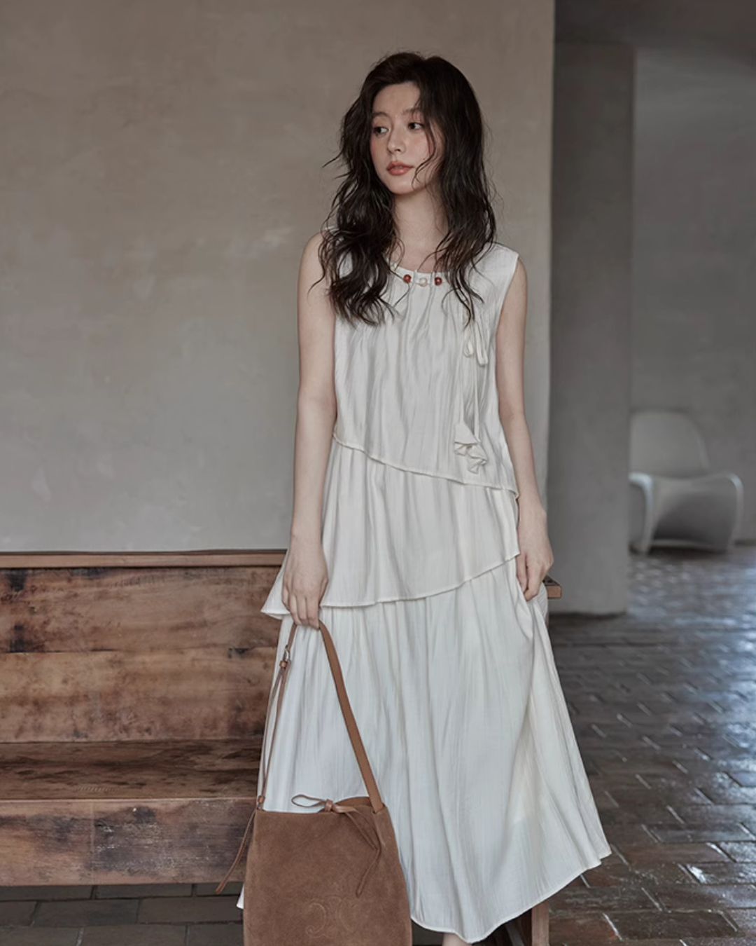 Asymmetrical Tiered Dress / Summer Knit Cardigan SMS0001