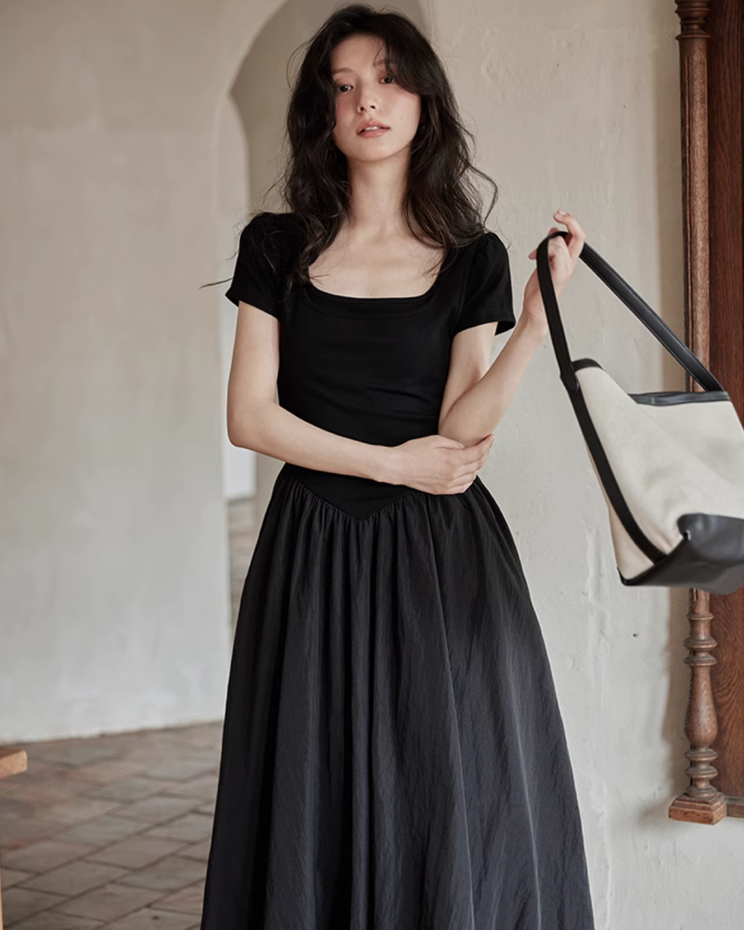 Square Neck Balloon Dress SMS0004