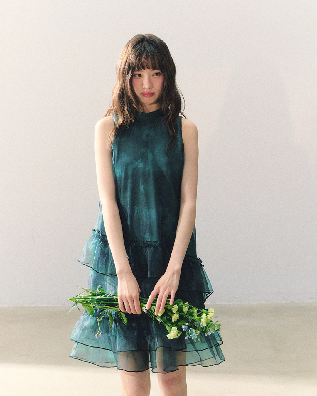 Dark Green Chiffon Dress CAS0005
