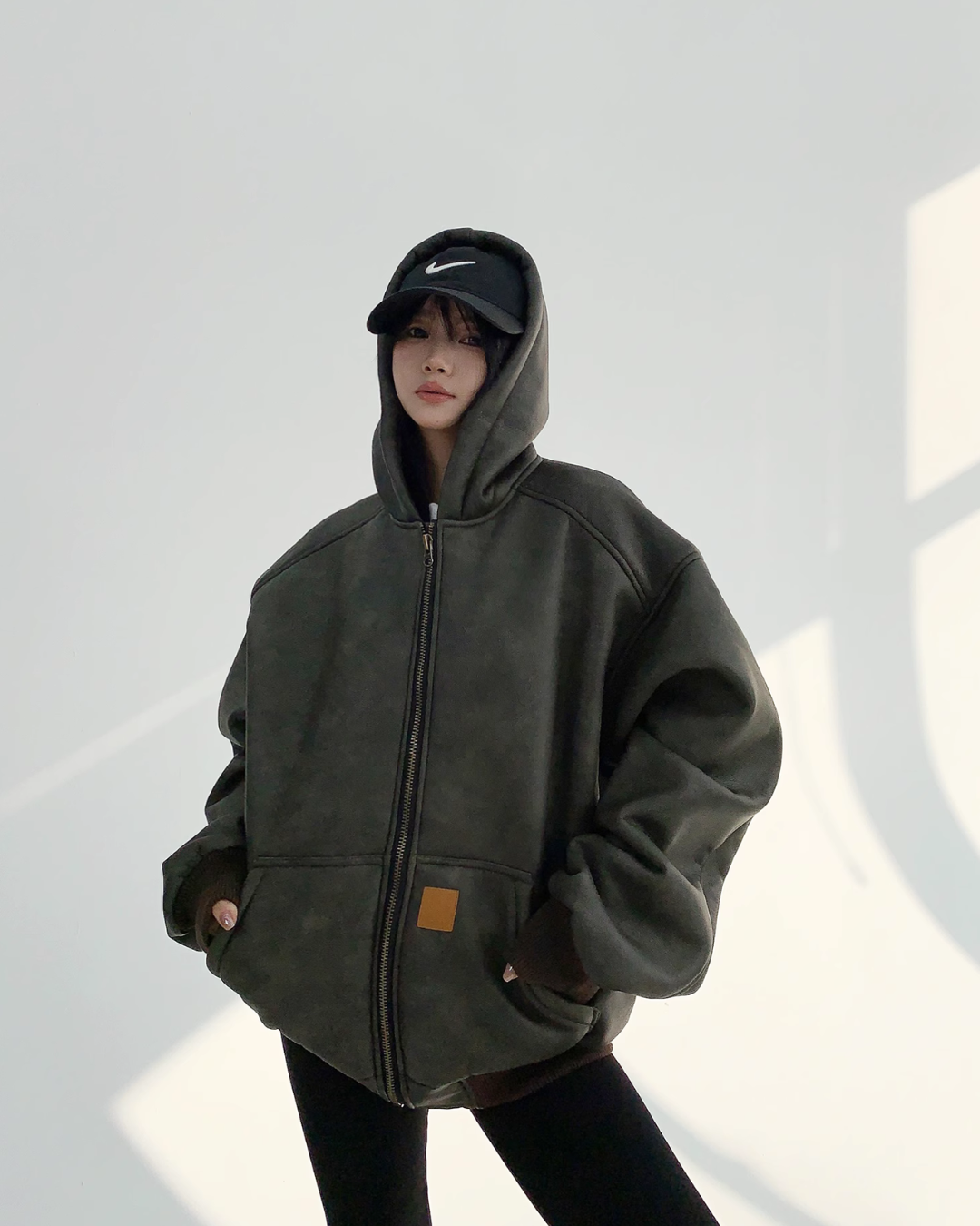 Leather Zip Hood Jacket YLS0644
