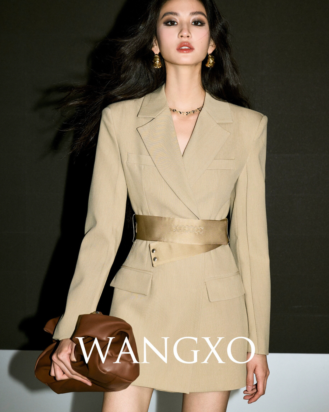 Tailored Satin Waist Belt Dress WNG0003