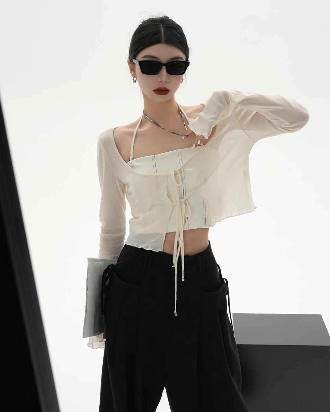 Layered Style Strap Ruffled Cardigan SRS0002