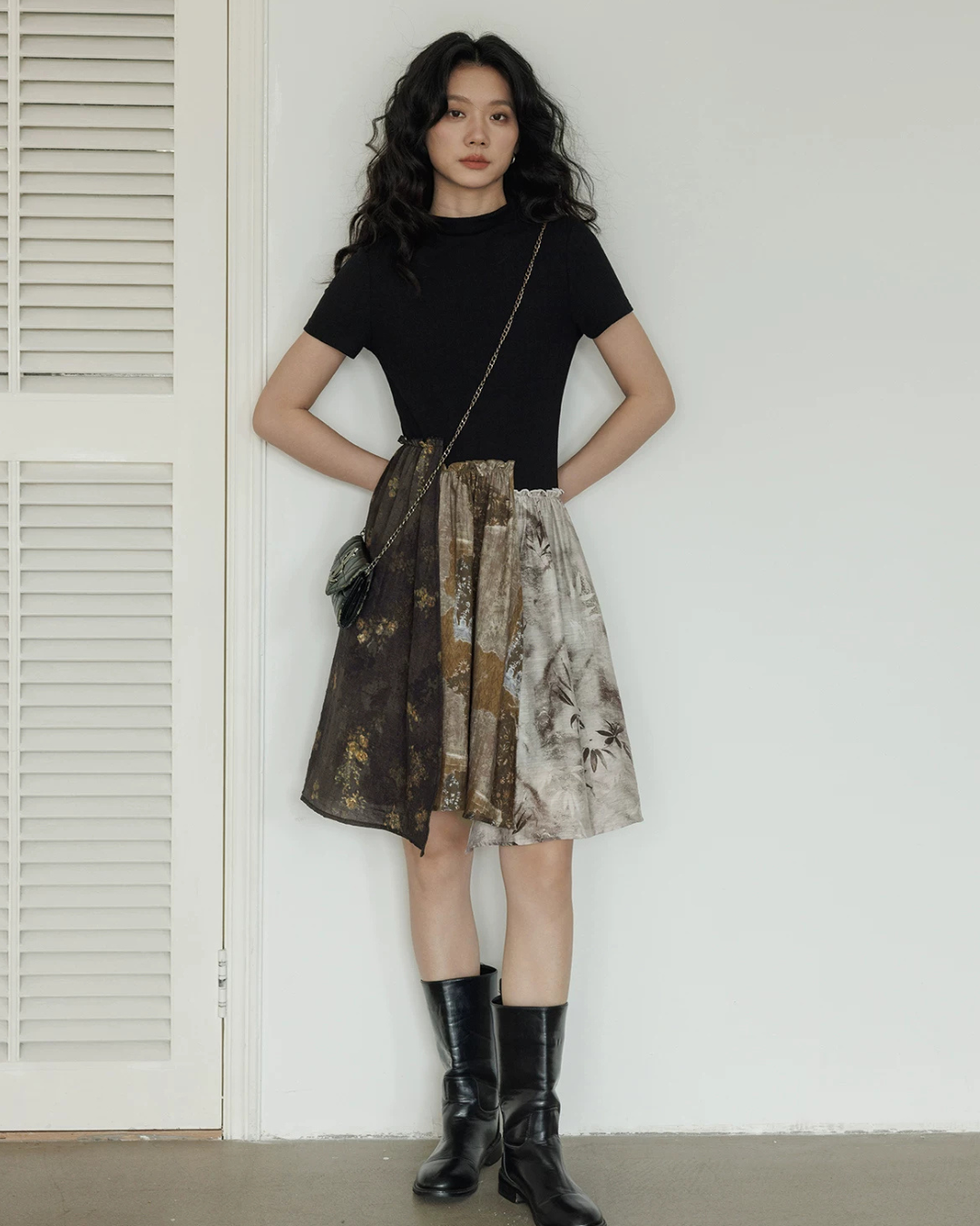 Patchwork-Style Docking Mini Dress VAS0198