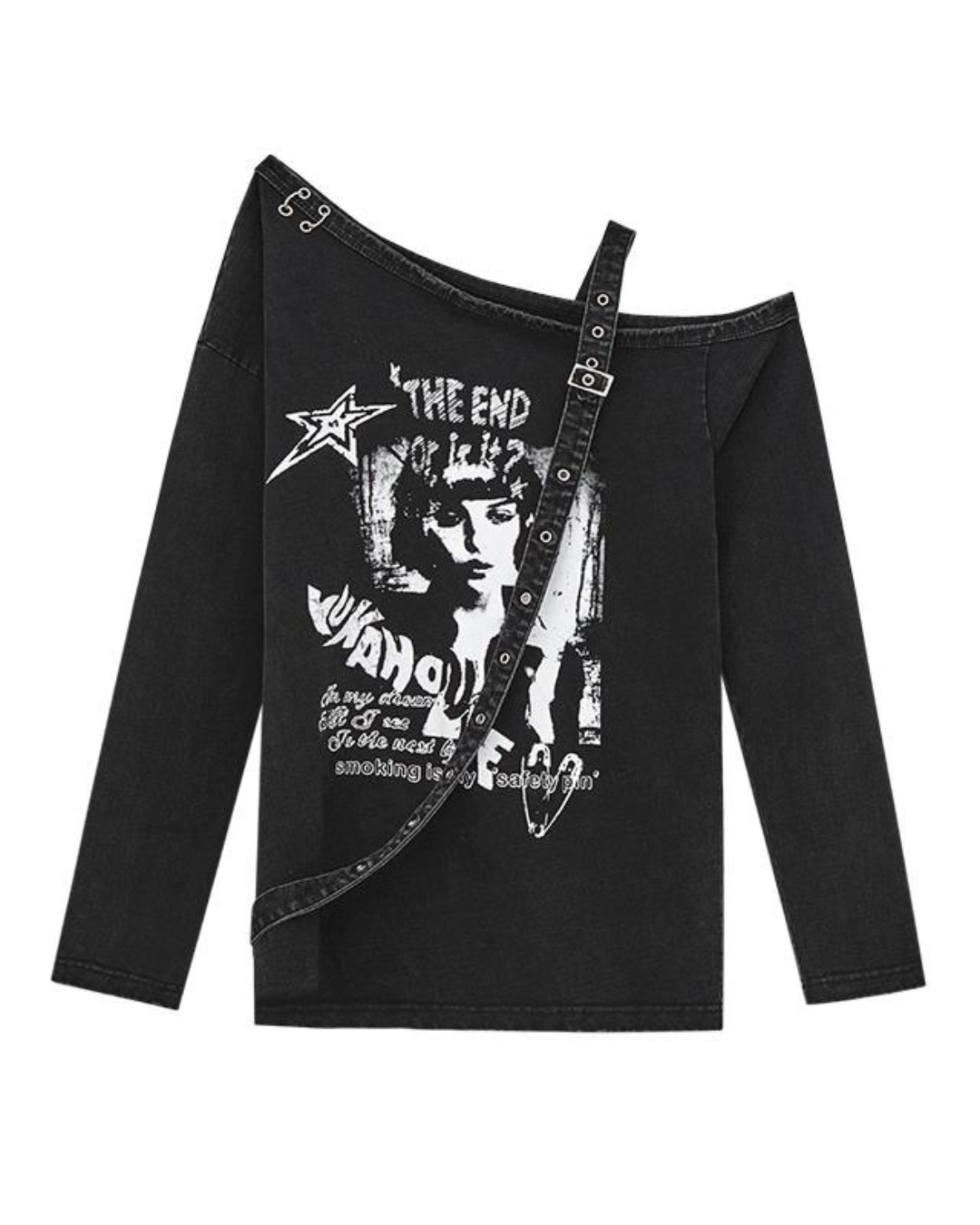 College Shoulder Open T-Shirt YKH0005