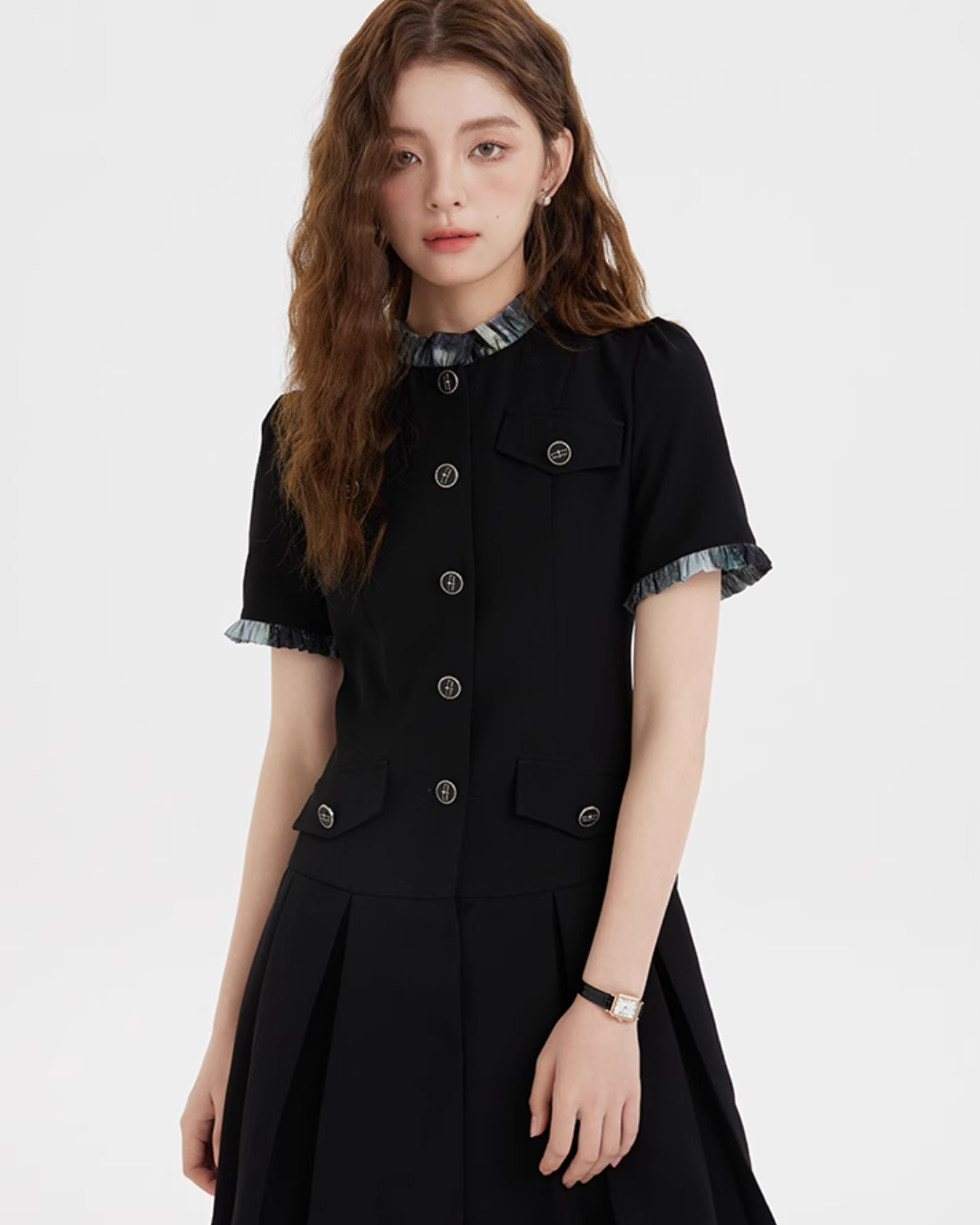 Box Pleat Tweed Dress LSN0008