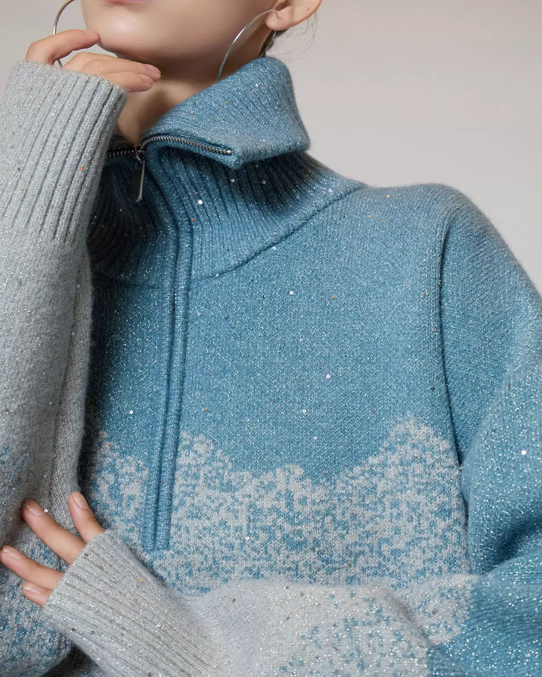 Half-Zip Gradient Knit Top SUY0006