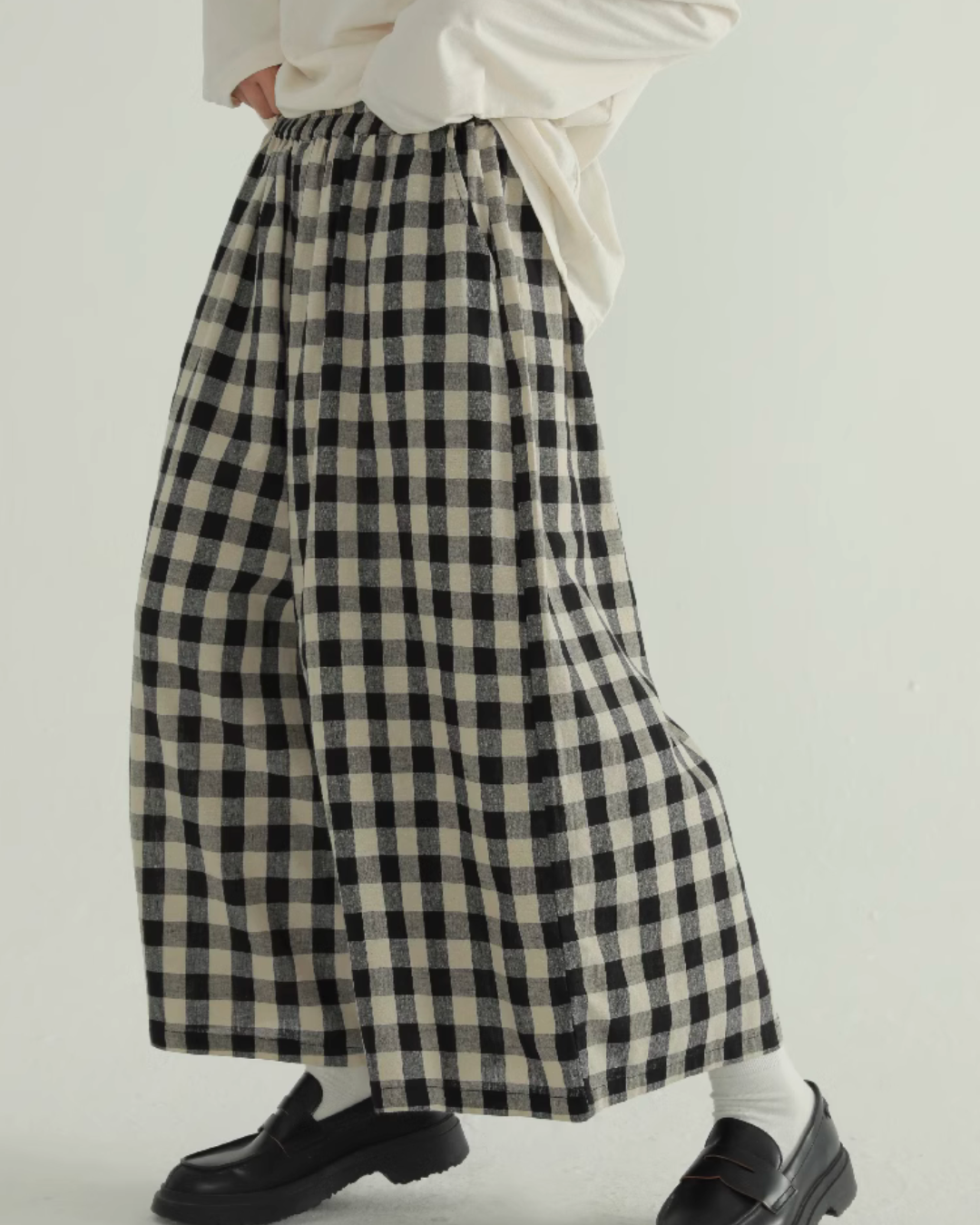 Plaid Linen Wide Pants EPR0003