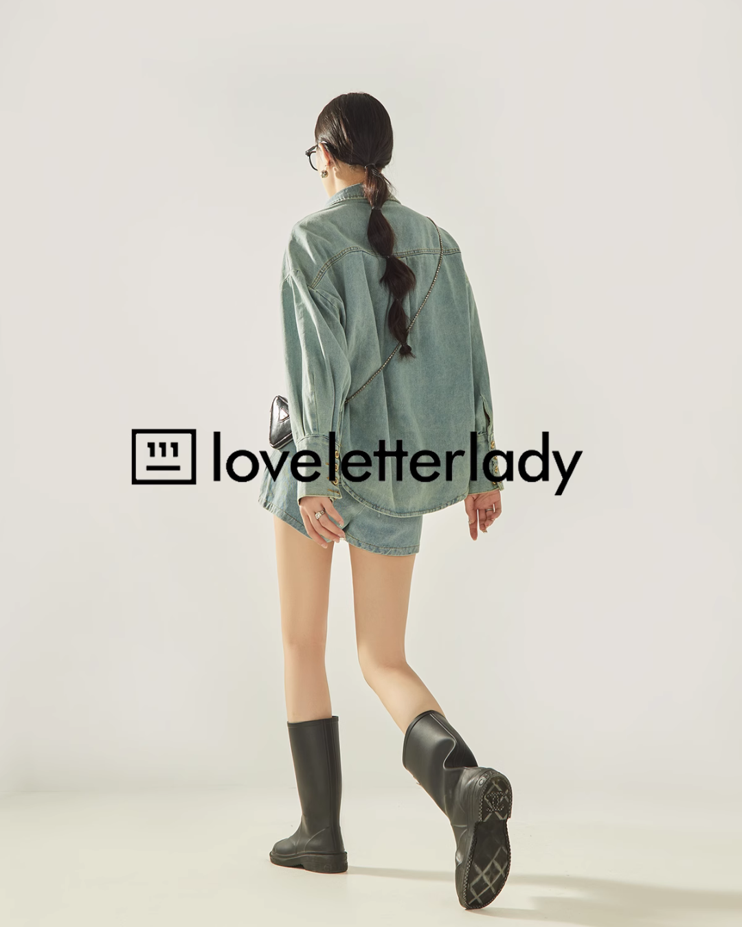 Denim Blue Loose Shirt / Mini Skirt LLA0313