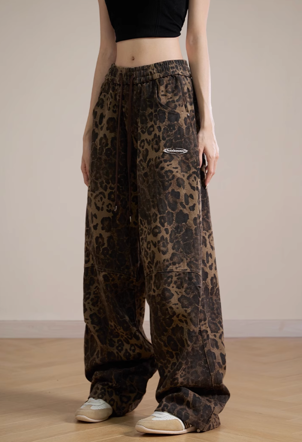 Leopard Print Banding Wide Pants RSM0001