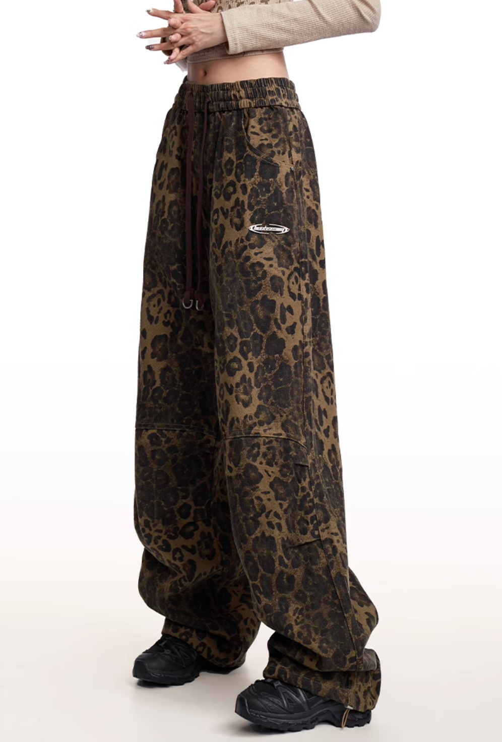 Leopard Print Banding Wide Pants RSM0001