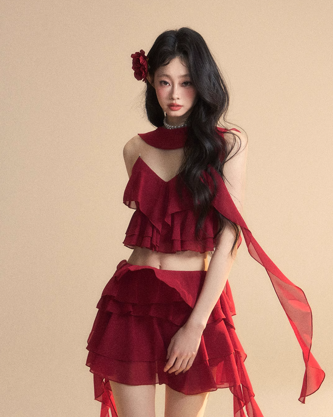 Chiffon Ruffle Tops / Chiffon Skirts LAS0019