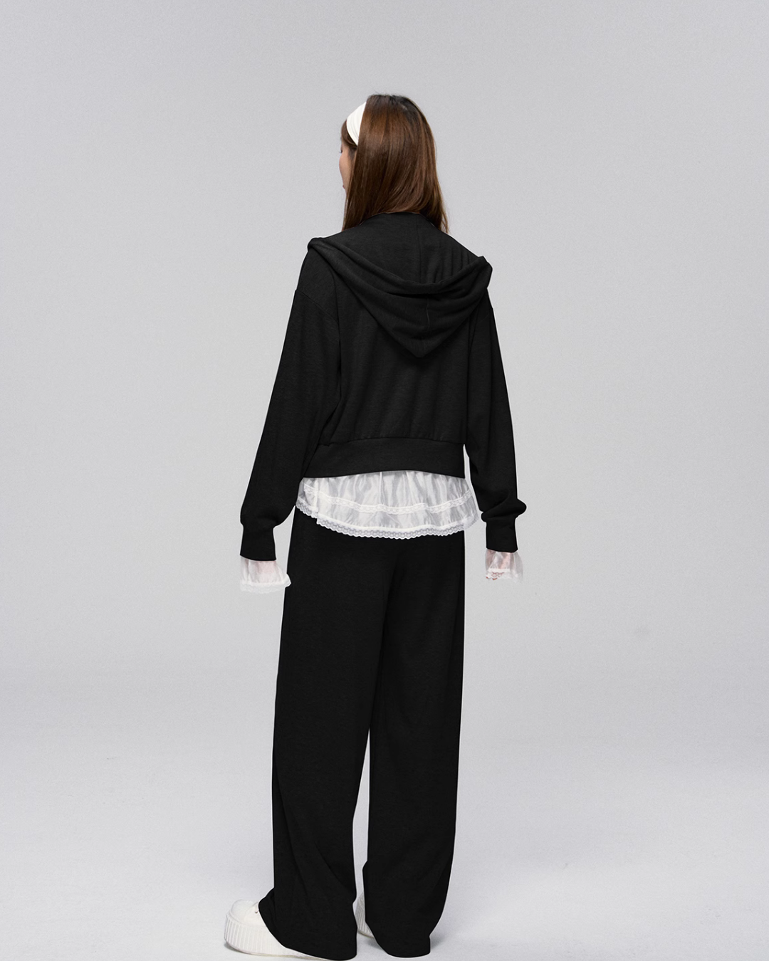 Double Zip Hood Jacket / Frill Docking Sweatpants ASG0017