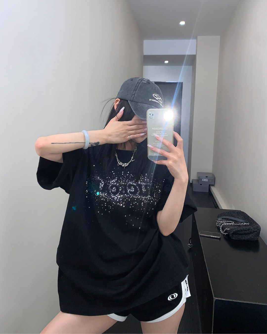 Glitter Logo Short Sleeve T-Shirt YLS0840