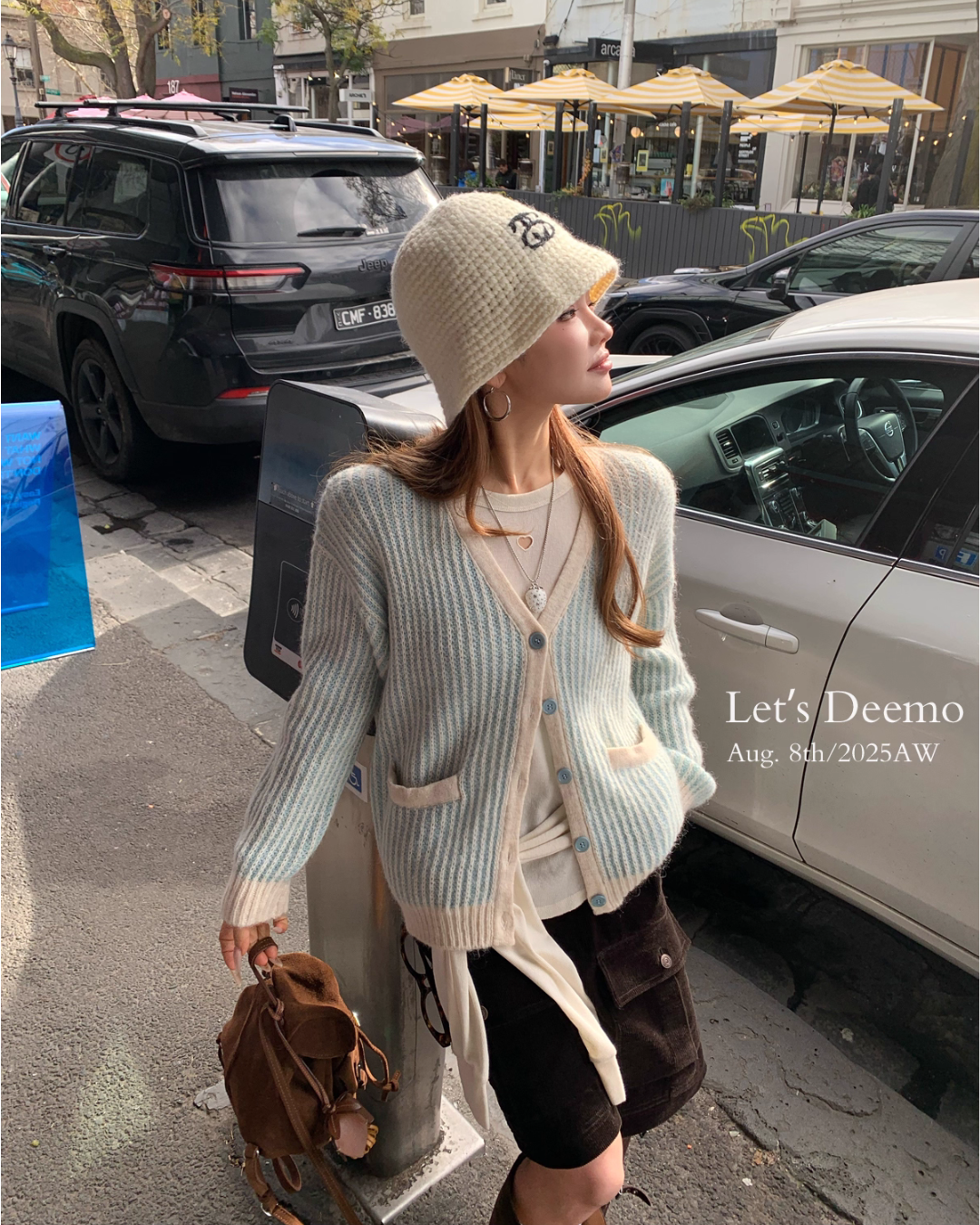 V-Neck Striped Cardigan DEM0017