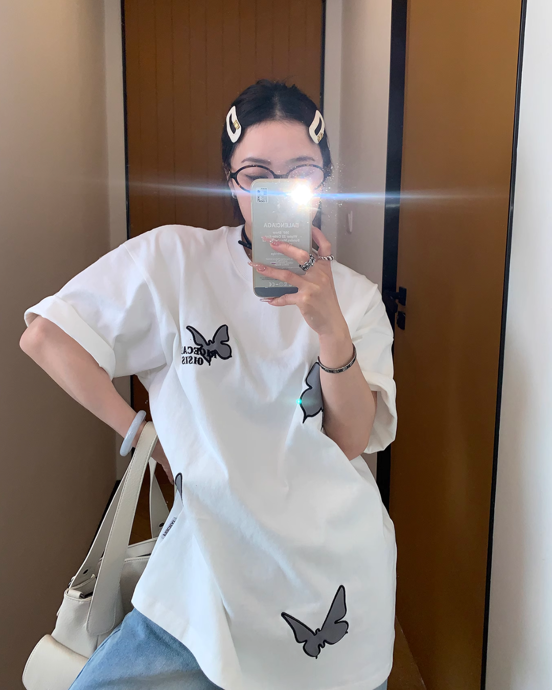 Butterfly Patch Short Sleeve T-Shirt YLS0836