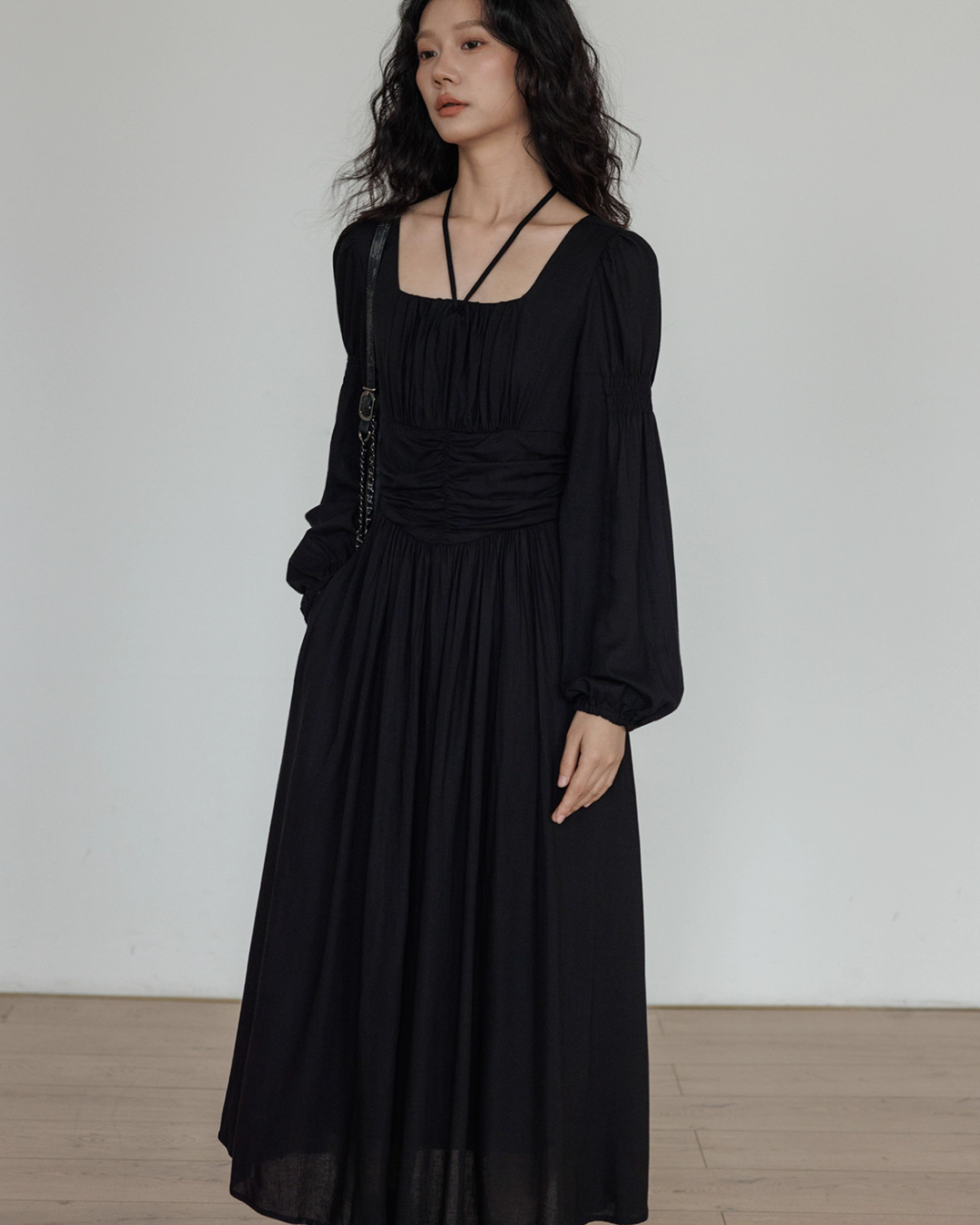 Linen Long-sleeve Slim Dress VAS0155