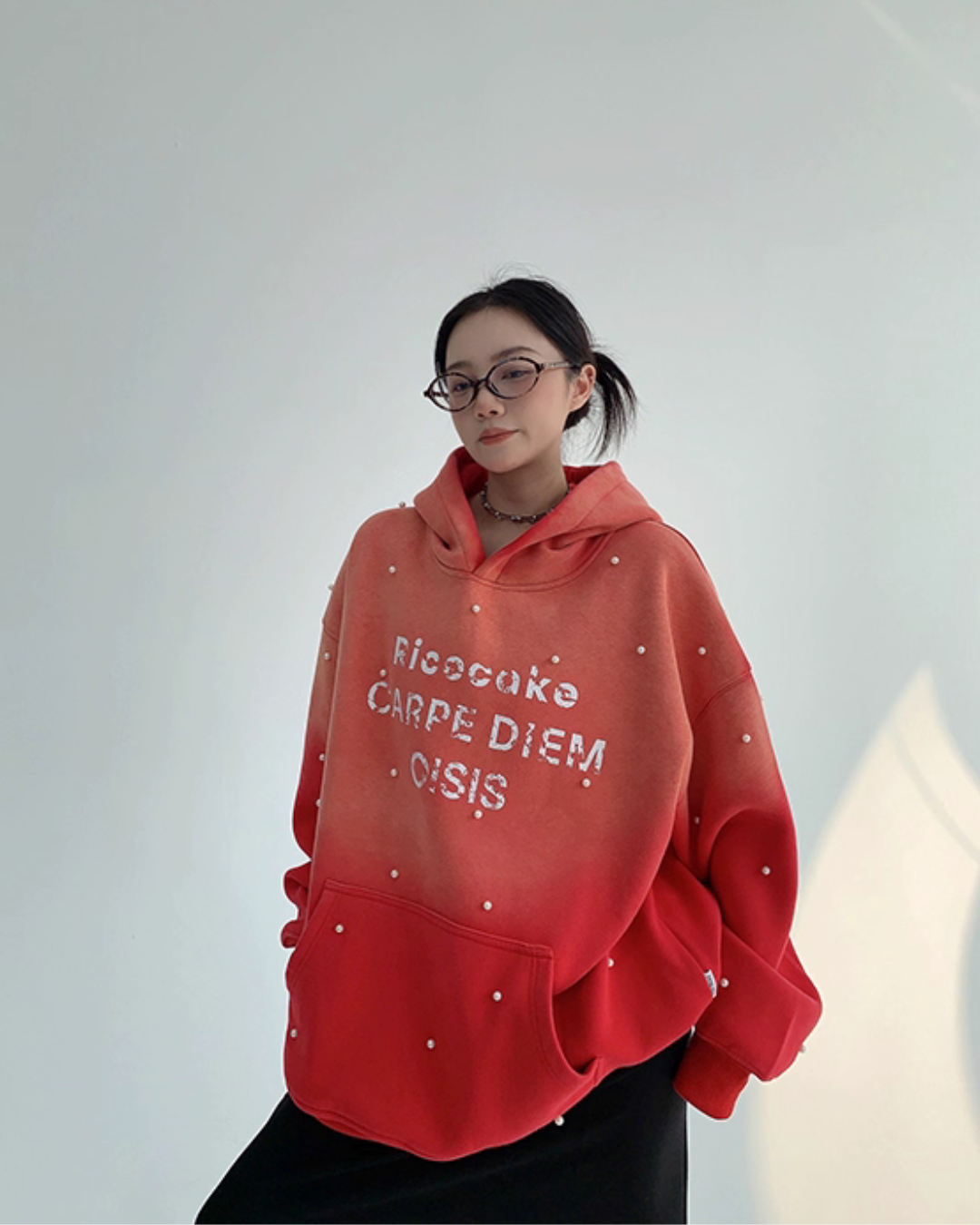 Gradient Studded Sweatshirt Hoodie YLS0987