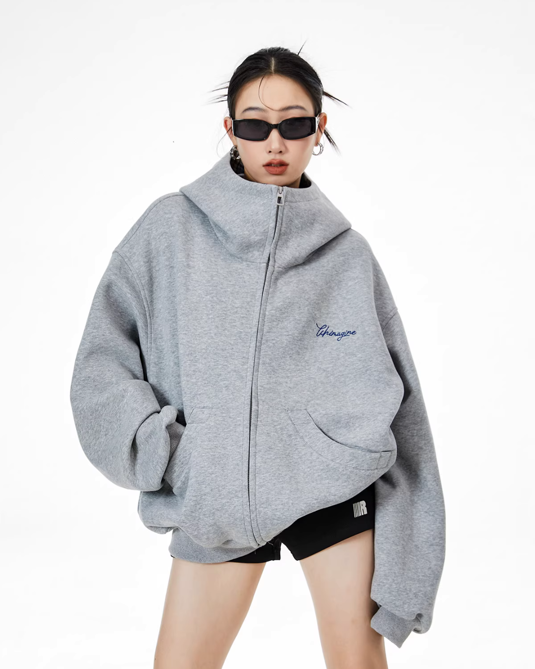 Retro Plaid Stitched Zip Hoodie ICM0069