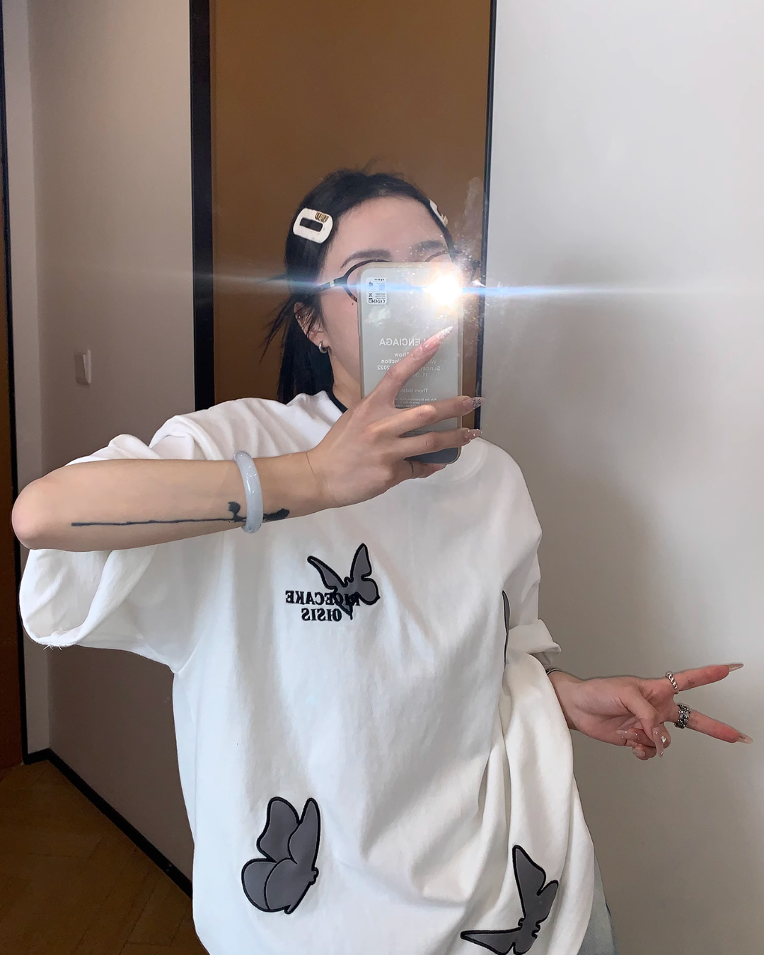 Butterfly Patch Short Sleeve T-Shirt YLS0836