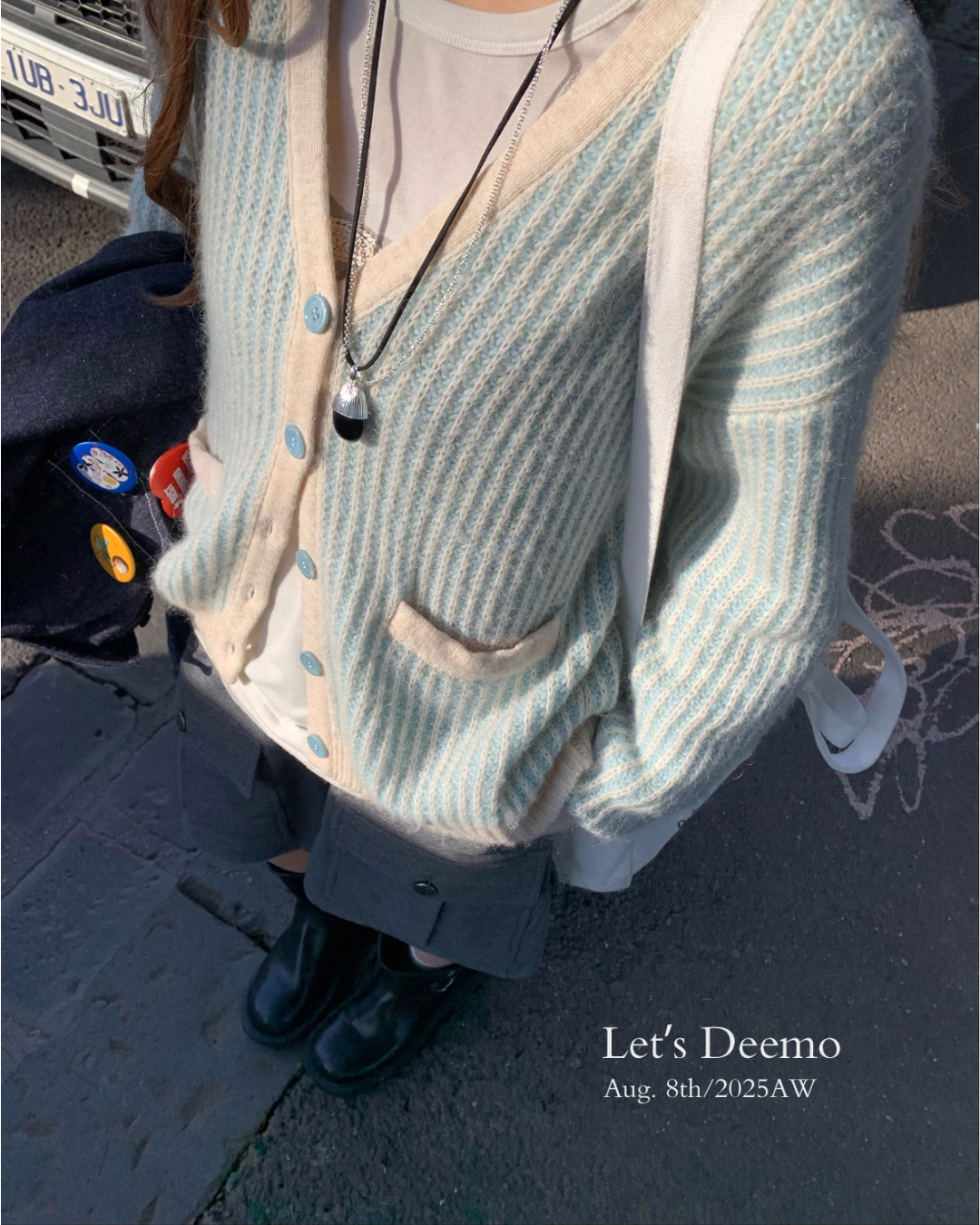 V-Neck Striped Cardigan DEM0017