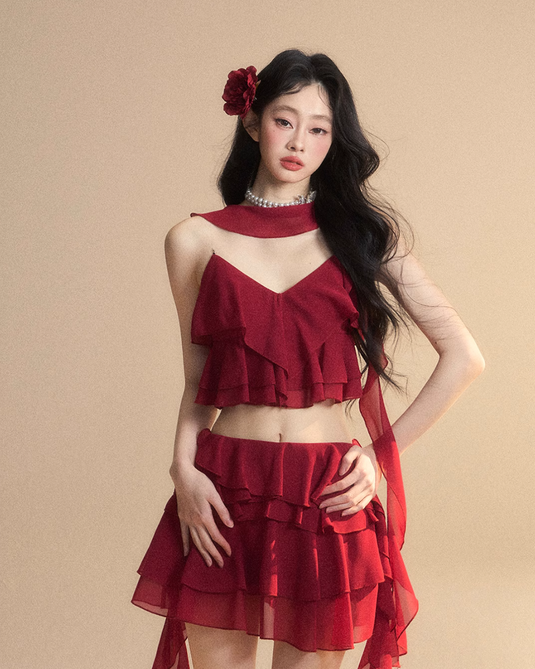 Chiffon Ruffle Tops / Chiffon Skirts LAS0019