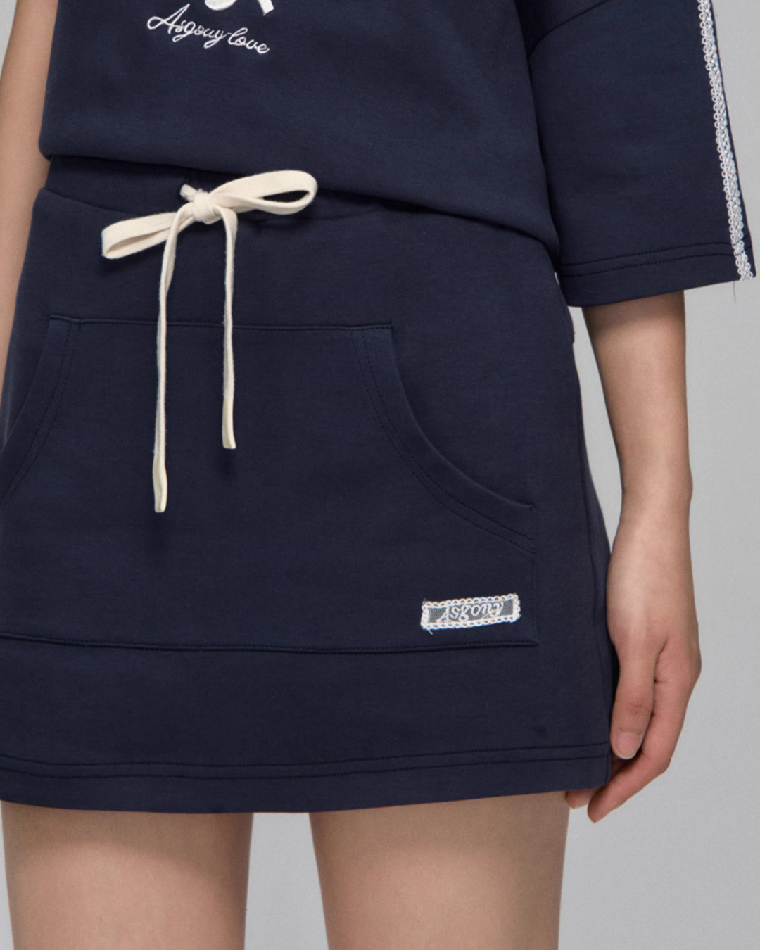 One Shoulder Sweat Top / Sweat Mini Skirt ASG0044