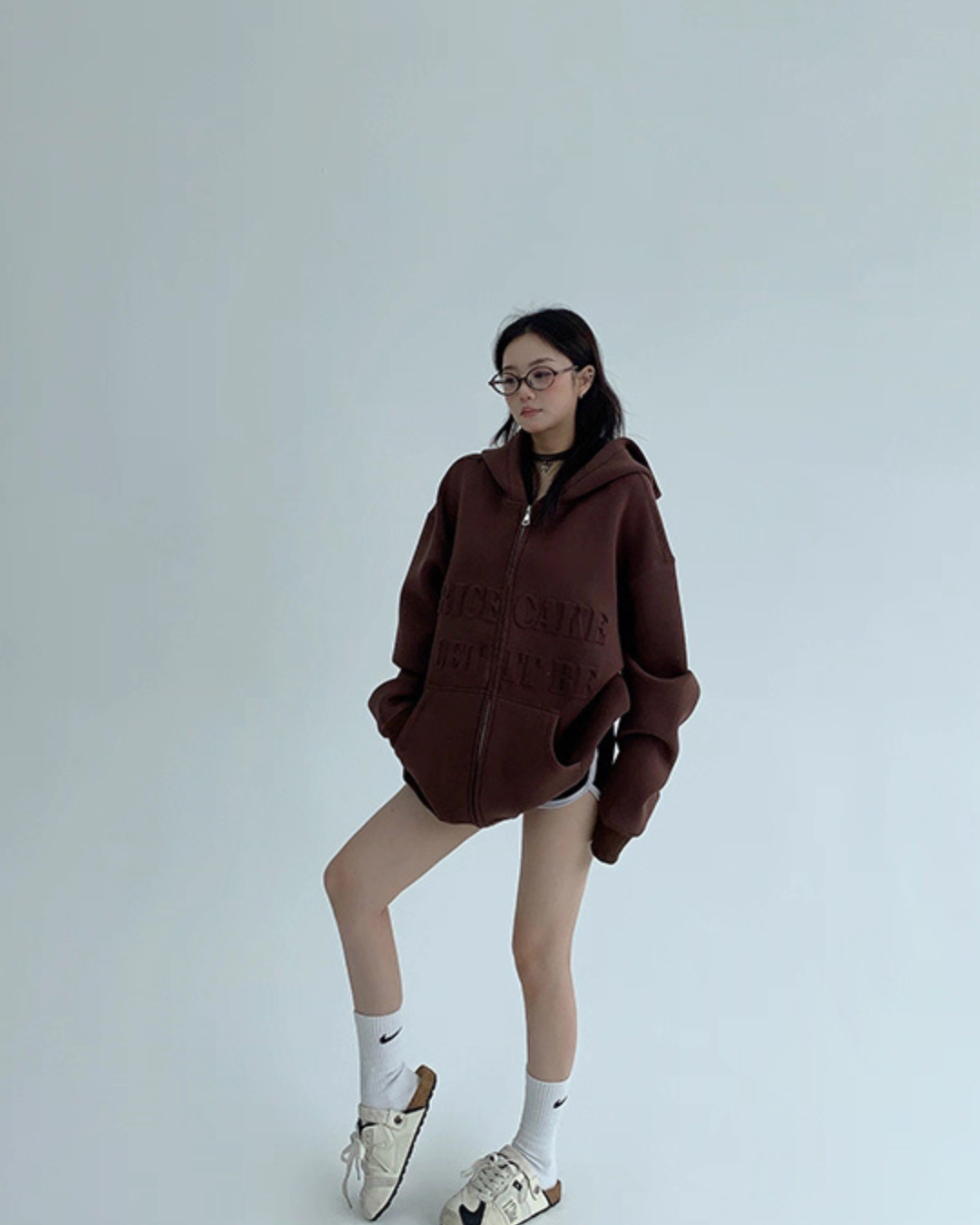 Embossed Logo Zip Hoodie YLS0910