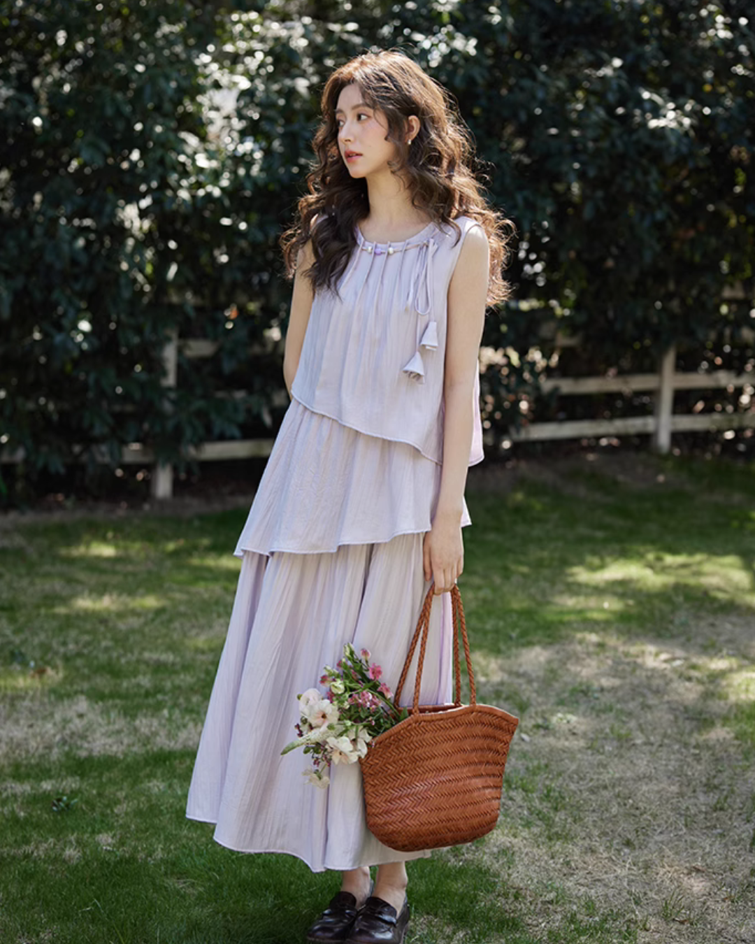 Asymmetrical Tiered Dress / Summer Knit Cardigan SMS0001