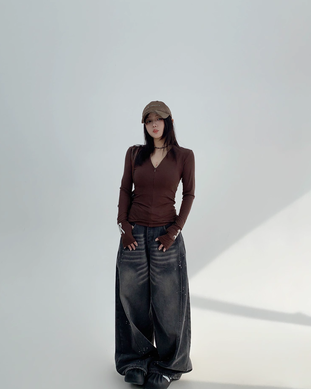 Slim Zip Long Sleeve Tops YLS0733