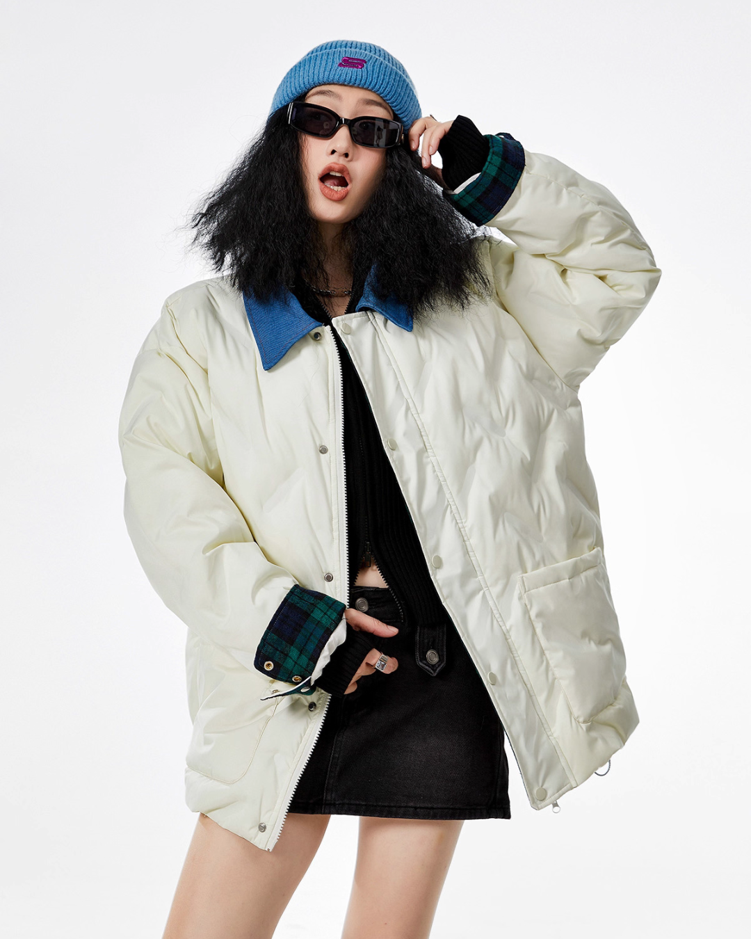 Color Block Collar Down Jacket ICM0108