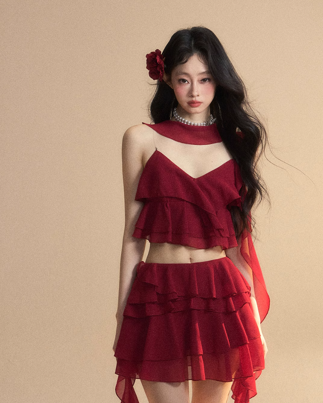 Chiffon Ruffle Tops / Chiffon Skirts LAS0019