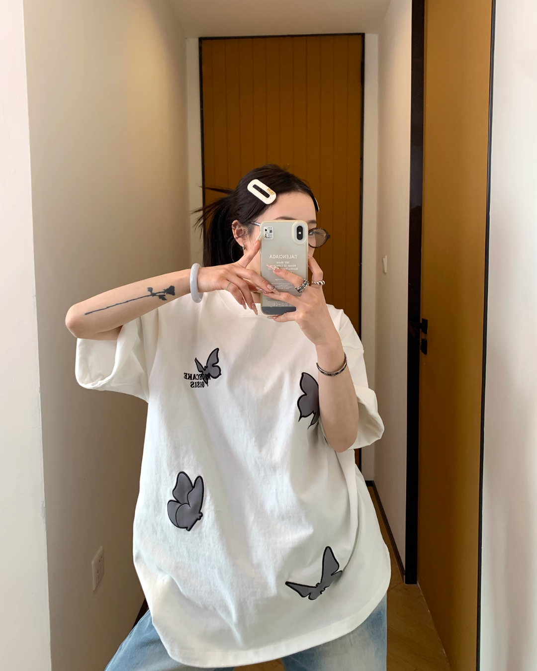 Butterfly Patch Short Sleeve T-Shirt YLS0836
