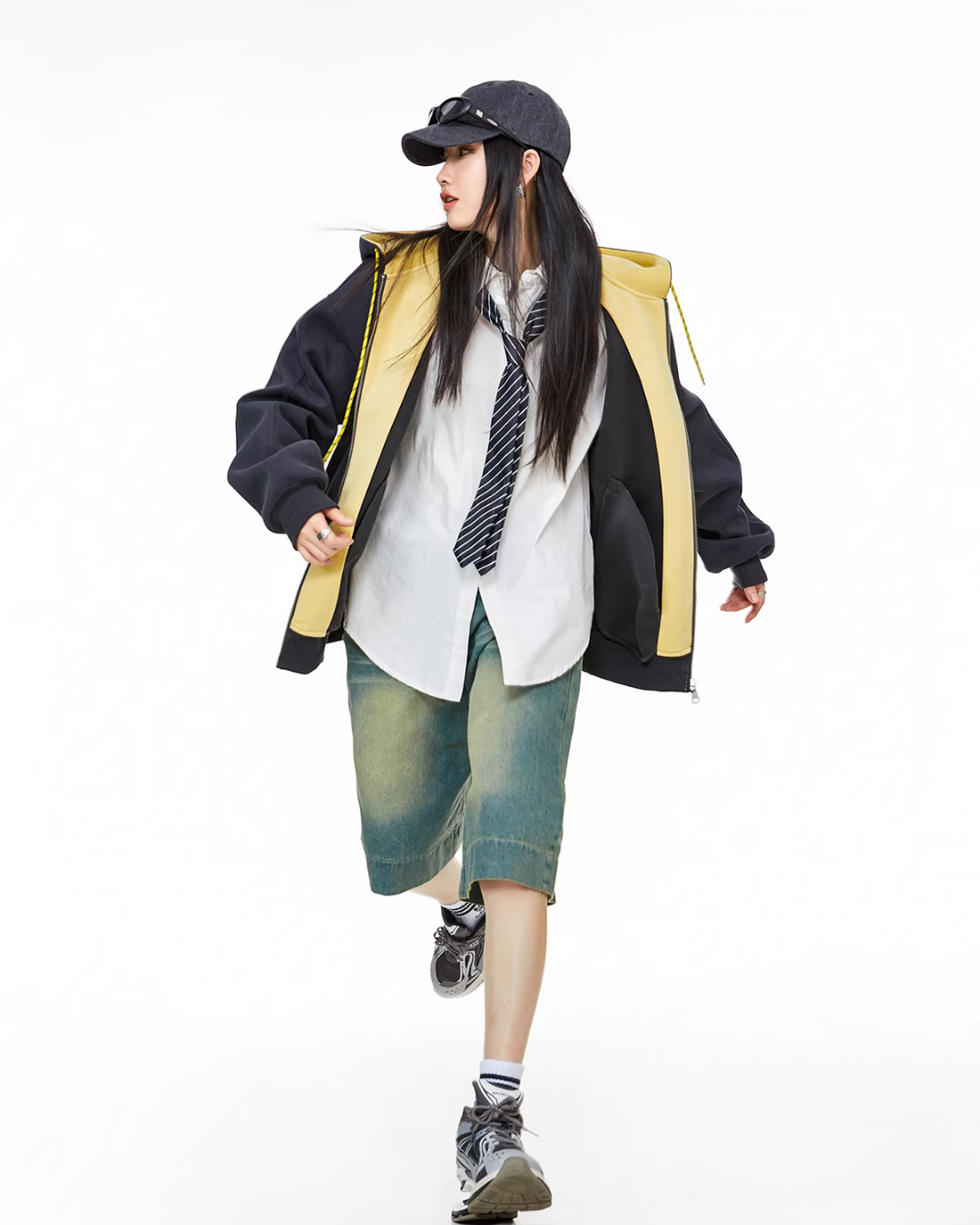 Oversized Drawstring Full Zip Hoodie ICM0073