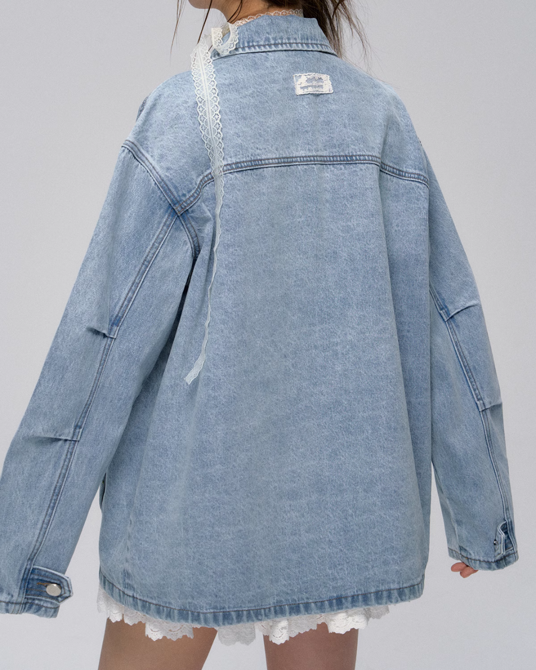 Lace Pocket Denim Jacket / Cropped Lace Camisole ASG0029