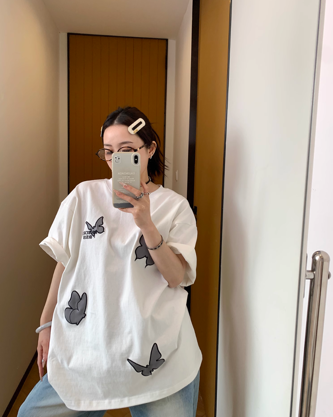 Butterfly Patch Short Sleeve T-Shirt YLS0836