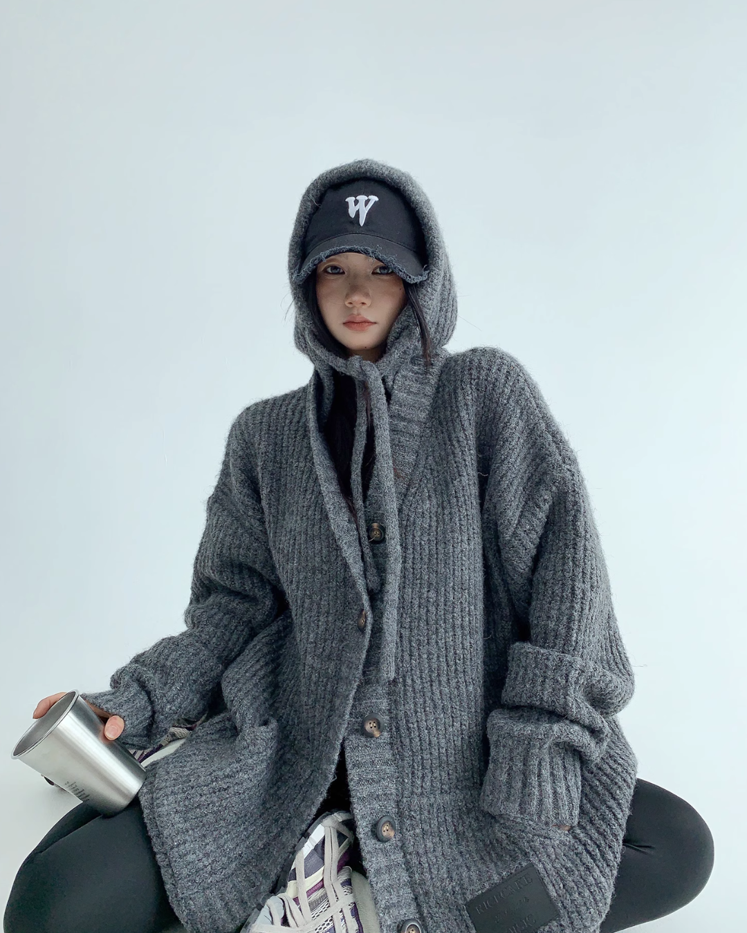 Hooded Knit Cardigan YLS0488
