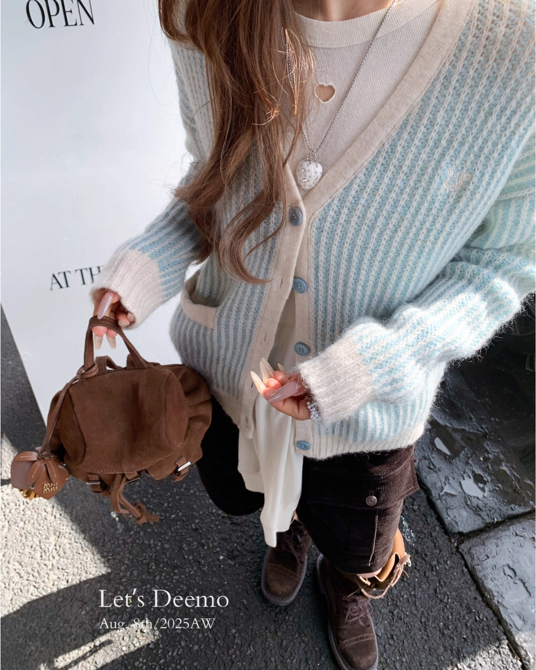 V-Neck Striped Cardigan DEM0017